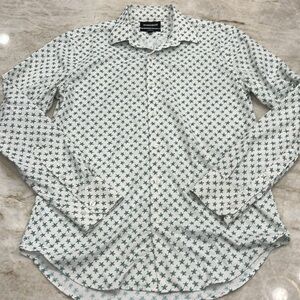 Bonobos | Tech Performance Button-Up Shirt | White & Green Starfish | Medium
